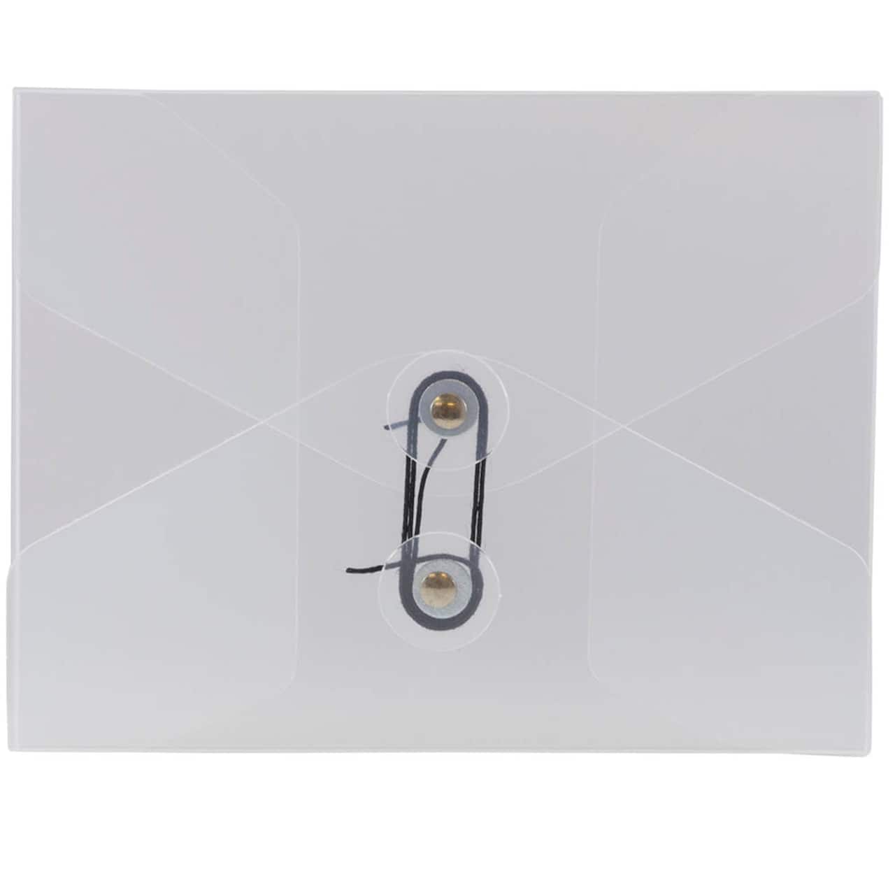 JAM Paper Clear 5.25" x 6.75" Button & String Plastic Portfolio